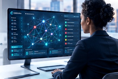 Professional reviewing organizational intelligence at a workstation